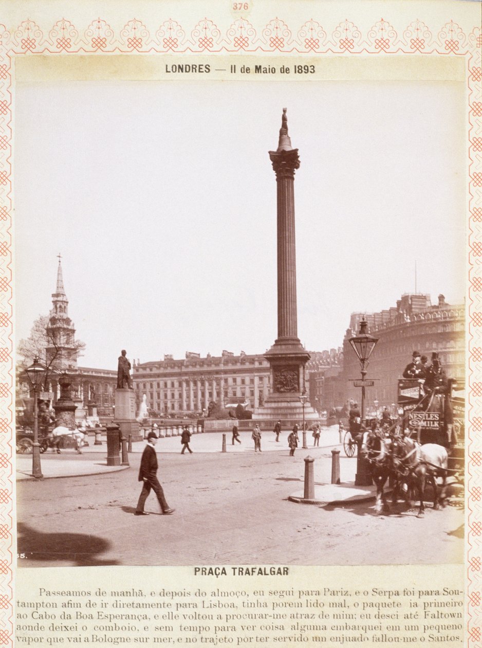 नेल्सन कॉलम, ट्राफलगर स्क्वायर, c.1893 द्वारा अंग्रेजी फोटोग्राफर