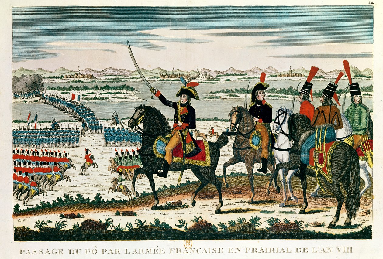 Marengo, प्रेयरील, ईयर VIII (रंगीन उत्कीर्णन) की लड़ाई से पहले पीओ को पारित करना द्वारा फ्रेंच स्कूल