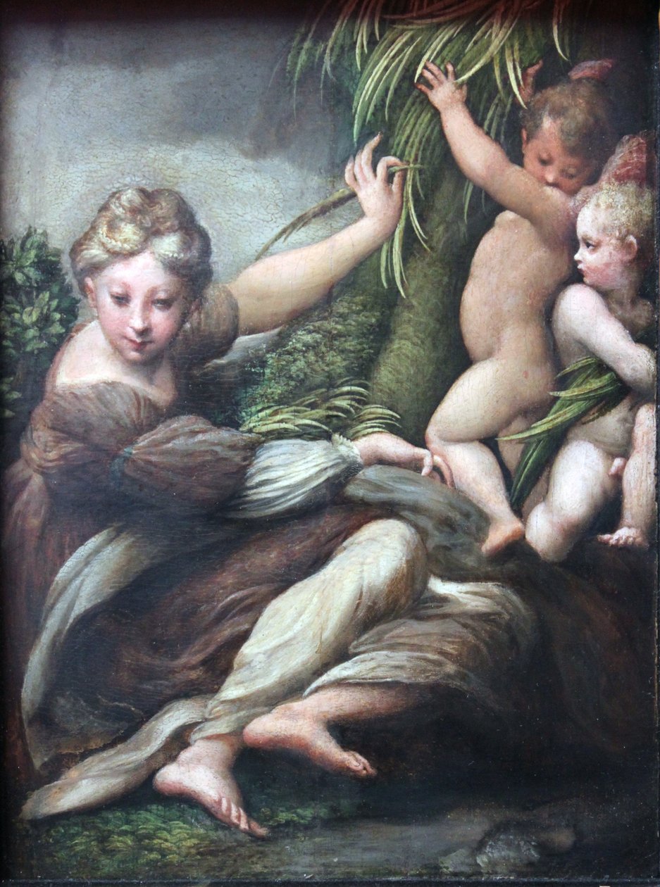 दो परी लड़कों के साथ शहीद द्वारा Parmigianino