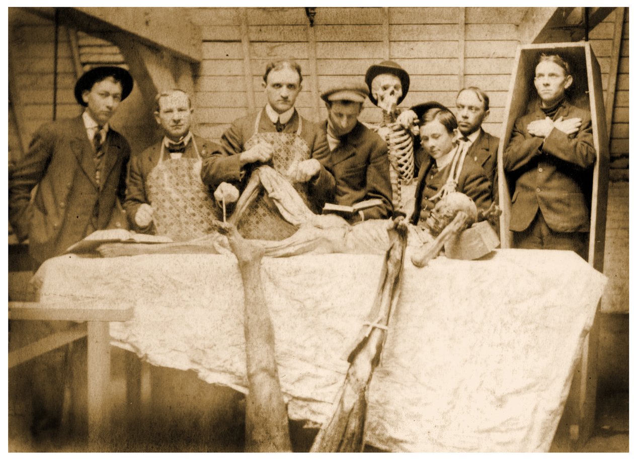 सीवियर के साथ विक्टोरियन मेडिकल छात्र, c.1890 द्वारा अज्ञात