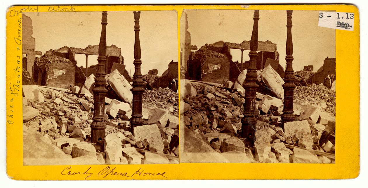 ग्रेट शिकागो फायर, 1871 के बाद क्रॉसबी ओपेरा हाउस के अवशेष द्वारा अमेरिकी फोटोग्राफर