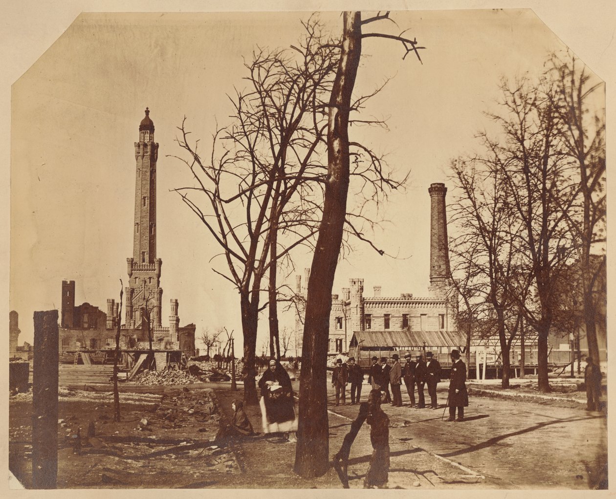 शिकागो फायर, 1871 के बाद शिकागो वाटरवर्क्स का स्टीरियो दृश्य द्वारा अमेरिकी फोटोग्राफर