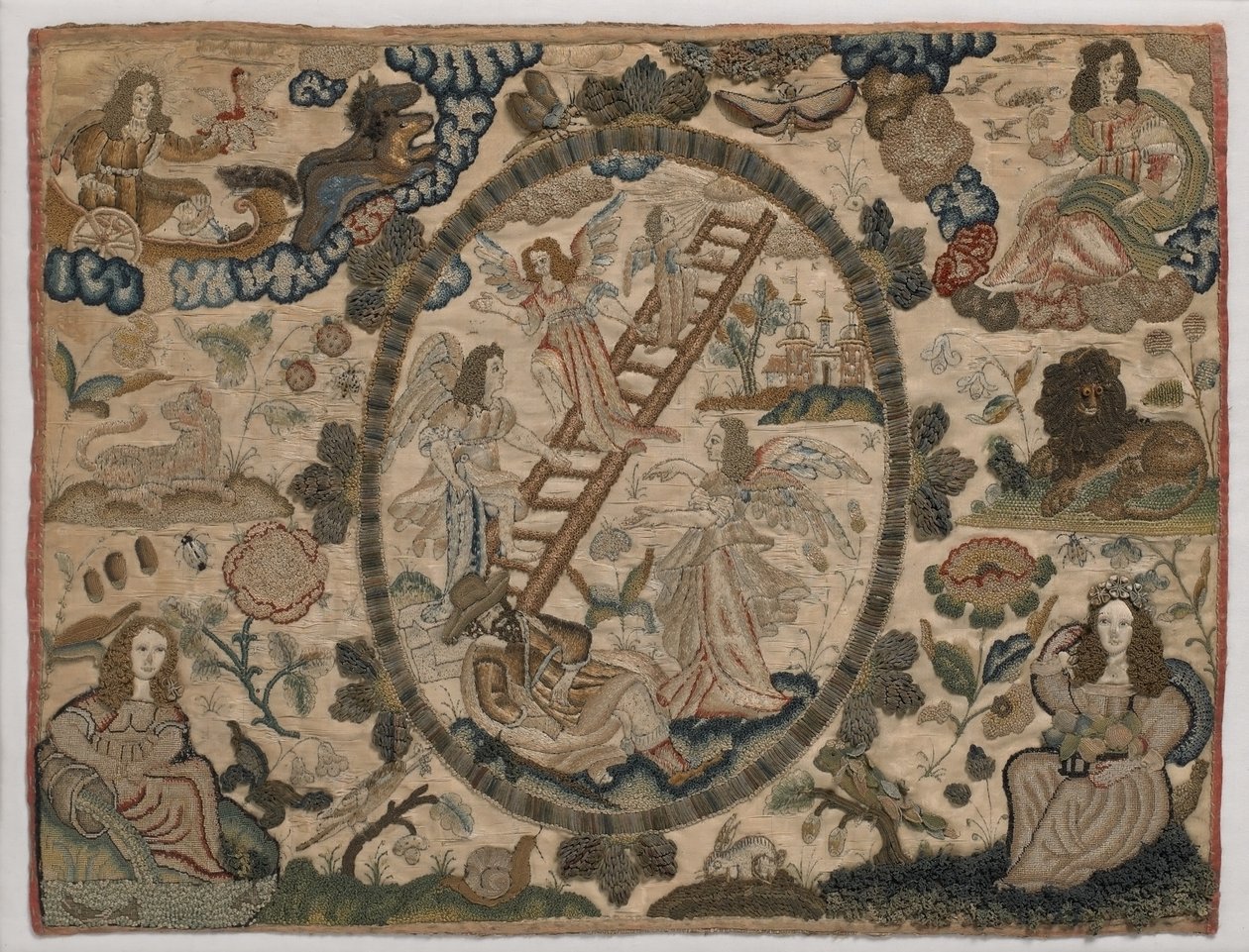याकूब सीढ़ी, उठाया रेशम कढ़ाई, c.1660 (रेशम कढ़ाई) द्वारा अंग्रेजी स्कूल