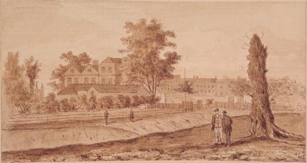स्टोक न्यूिंगटन ग्रीन, एचएफ, 1860 (सीपिया) द्वारा अंग्रेजी स्कूल