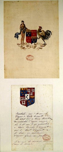 होनोर डी बाल्ज़ाक (1799-1850) के हथियार के कोट (कागज पर wc) द्वारा फ्रेंच स्कूल