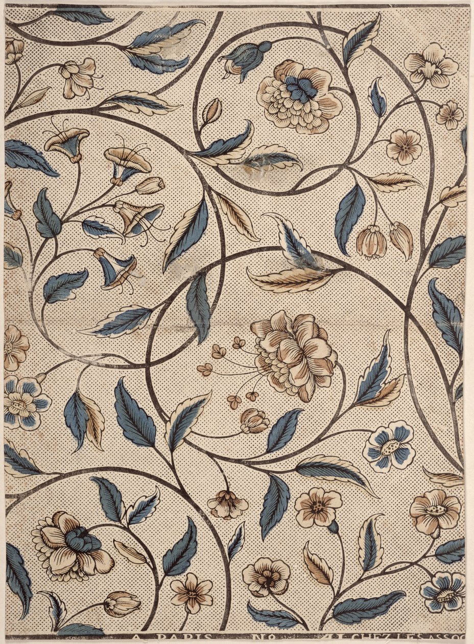 Assinoies, पेरिस, c.1760-70 द्वारा उत्पादित गुलाब के रैंक के साथ डोमिनोज़ पेपर द्वारा फ्रेंच स्कूल