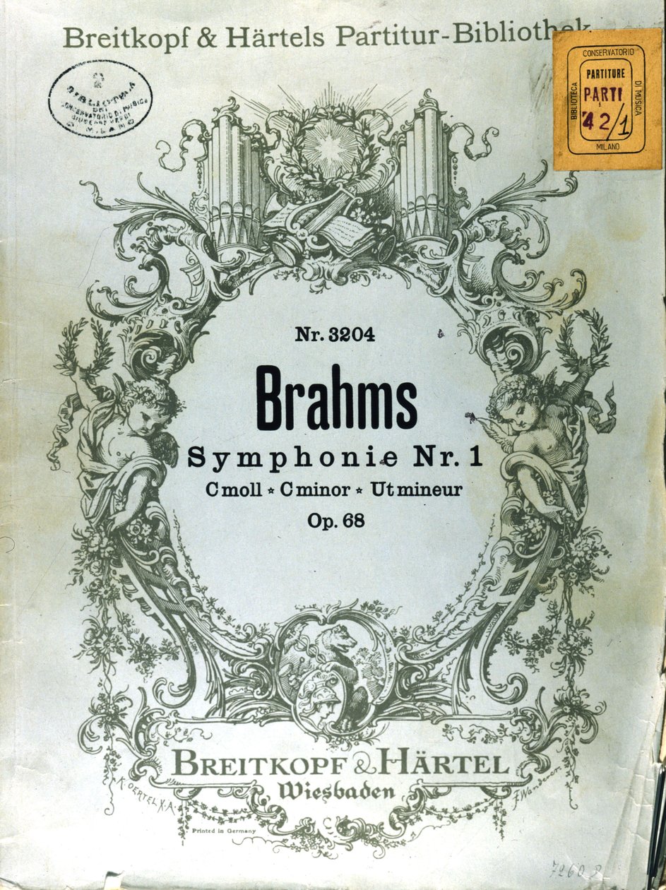 जोहान्स ब्रहम की पहली सिम्फनी (1833 - 1897) के स्कोर का फ्रंटस्पाईल द्वारा फ्रेंच स्कूल