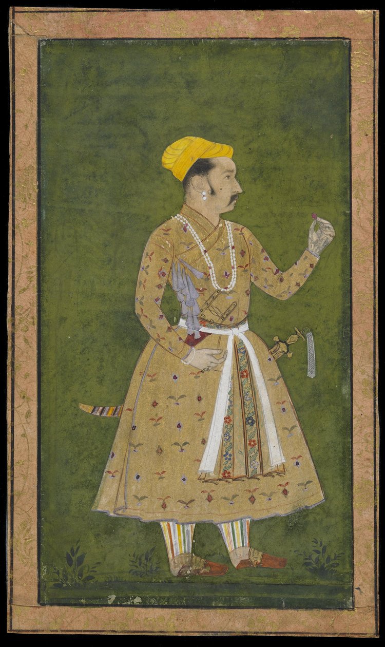 राजकुमार ने फूल, अलग-थलग एल्बम फोलियो को पेंटिंग के साथ पकड़ा। द्वारा इंडियन स्कूल