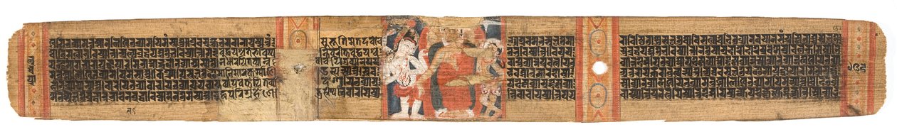 स्वर्ग से फूलियो 126 बी बुद्ध वंश, अस्तासहसिका प्रज्ञापारमिता (ताड़ के पत्तों और लकड़ी पर स्याही और रंग) से (विस्तार के लिए 430763 देखें) द्वारा नेपाली स्कूल