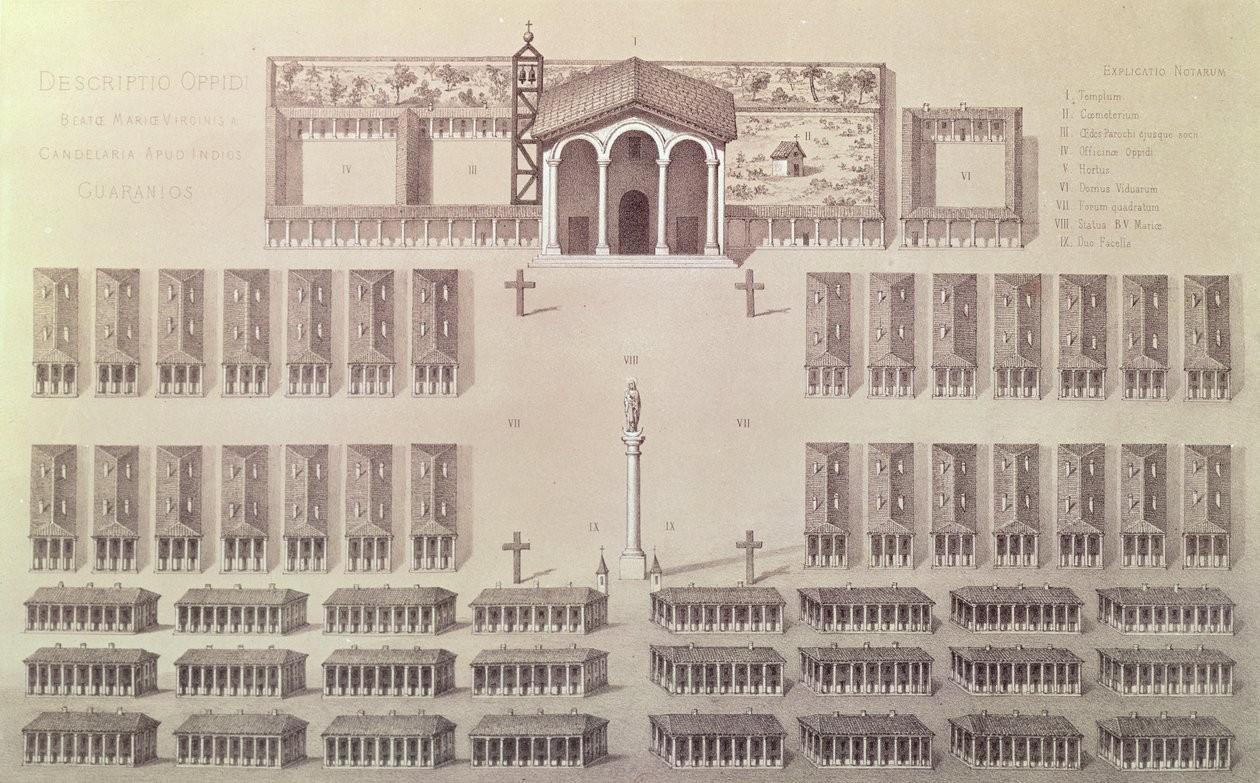 पराग्वे में कैंडेलारिया मिशन की योजना, फ्रेडरिक सोर्रीयू (1807-71) द्वारा उकेरी गई द्वारा ए। डिमर्से