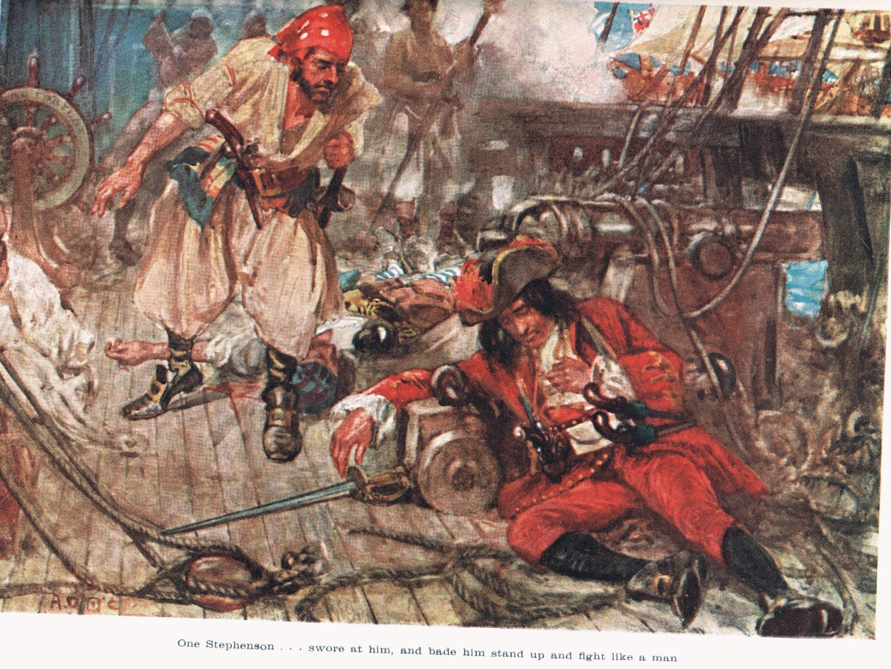 एक स्टीफेंसन ... उसे एक आदमी की तरह लड़ना और लड़ना, 1921 में जैक द्वारा प्रकाशित &39;द लैंड ऑफ द गोल्डन ट्रेड&39; से दृष्टांत द्वारा ई। मैकक्लिंटॉक