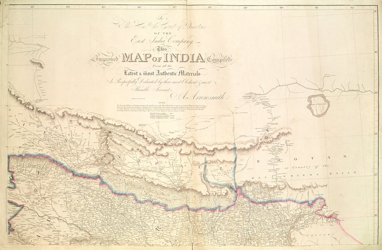 भारत का नक्शा, 1822 द्वारा हारून तीरंदाजी