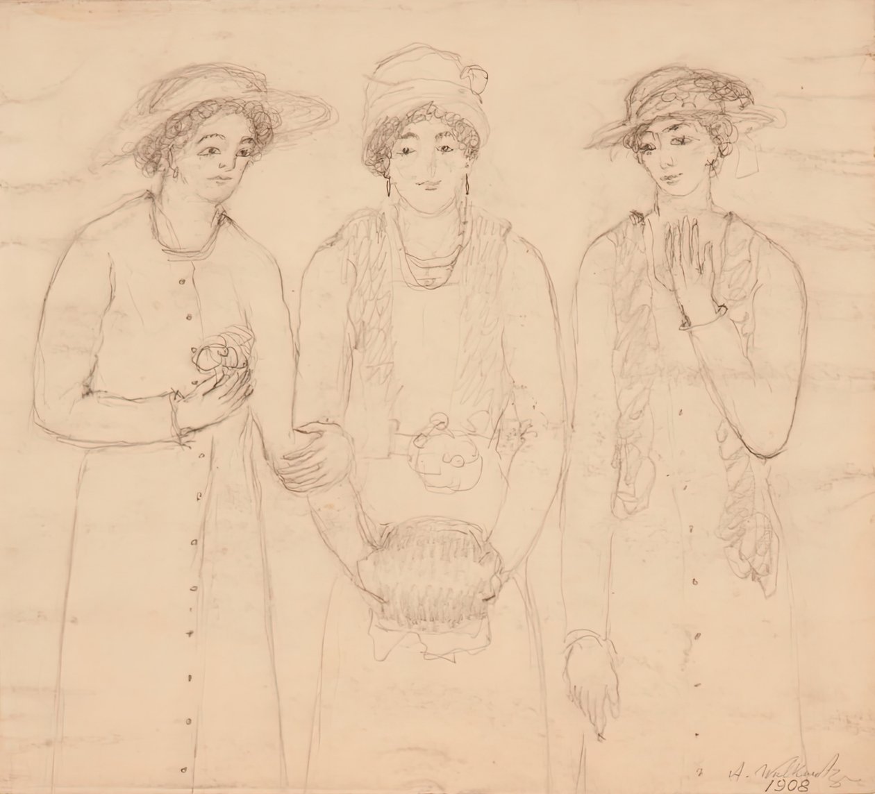 तीन महिलाएं, 1908। द्वारा अब्राहम वाकोविट्ज़