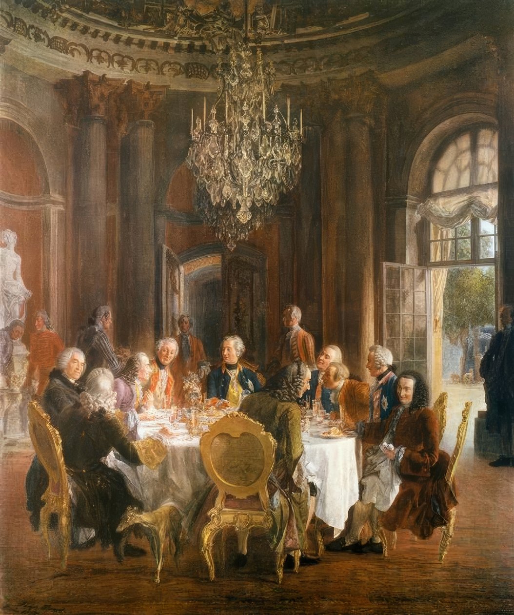 Sanssouci में किंग फ्रेडरिक II। राउंड टेबल द्वारा एडॉल्फ मेंजेल
