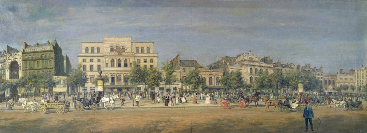 ले बाउलेवार्ड डू टेम्पल और उसके कई थिएटरों का पैनोरमा, c.1860 द्वारा एडोलपे मार्शल पोमोंट