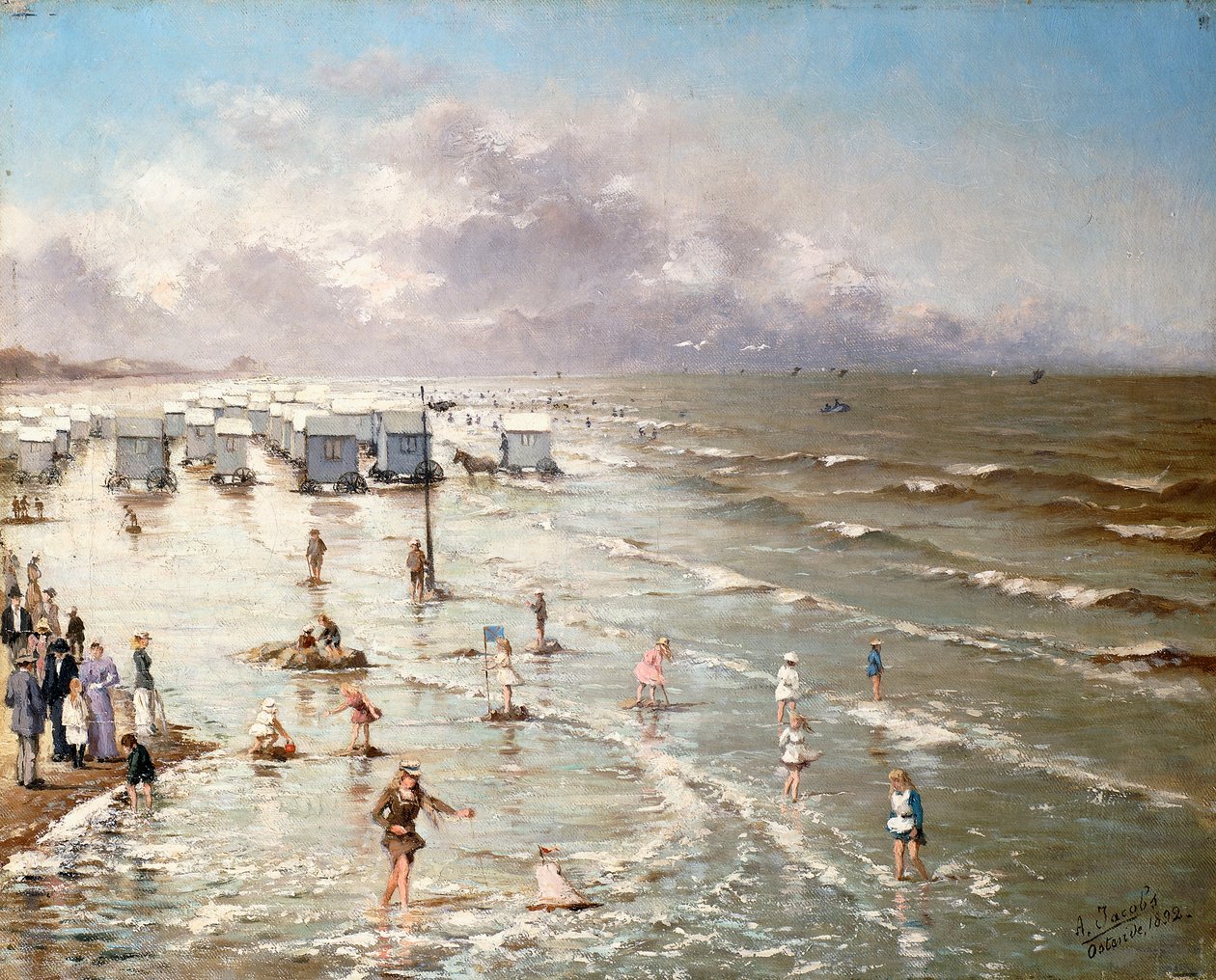 ओस्टेंड में समुद्र तट, 1892 द्वारा एडोल्फ जैकब्स