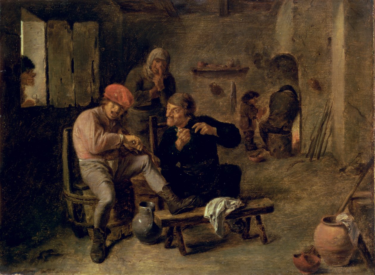टैवर्न सीन, या द विलेज फिडलर, 1634-8 (पैनल) द्वारा एड्रियन ब्रोवर