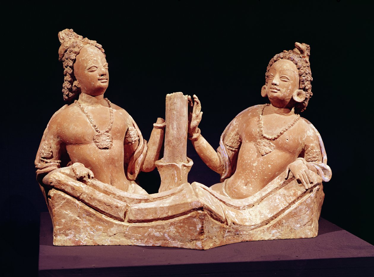 फोंडुकिस्तान (टेराकोटा) से दो नागा द्वारा अफगान स्कूल