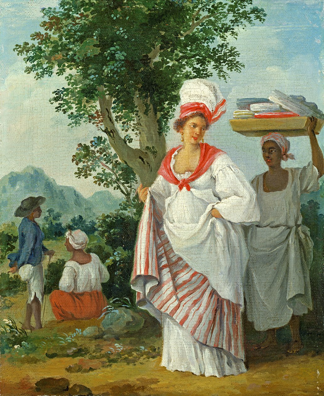 वेस्ट इंडियन क्रियोल महिला अपने काले नौकर के साथ, c.1780 द्वारा अगस्टिनो ब्रूनियास