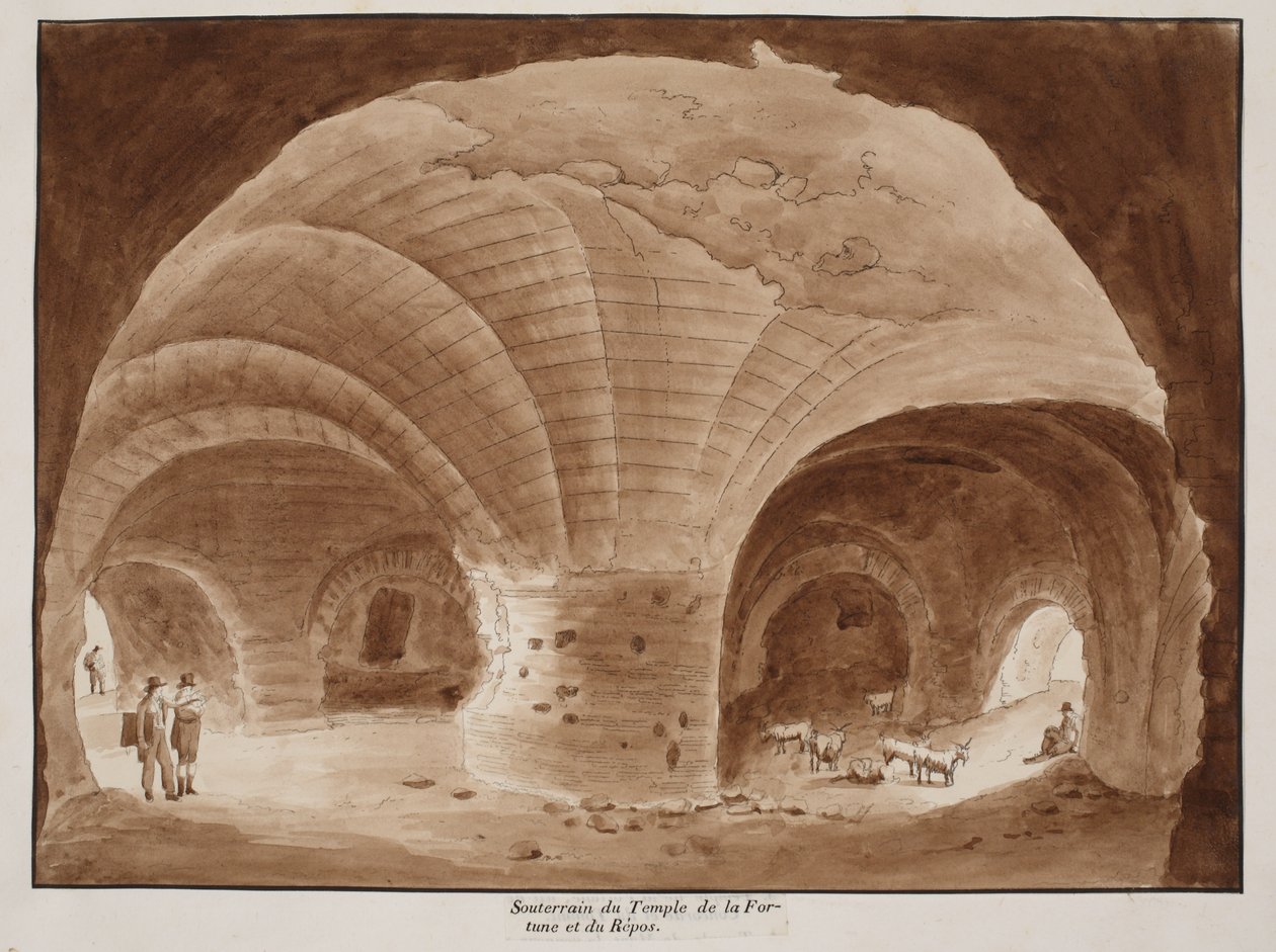 फॉर्च्यून और रेस्ट, 1833 के मंदिर का तहखाना (भूरे रंग के धुएँ के साथ) द्वारा एगोस्टिनो टोफ़ानेलि