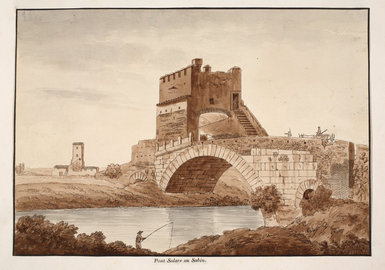 पोंटे सलारियो, या सबाइन, 1833 (ब्राउन वॉश के साथ नक़्क़ाशी) द्वारा एगोस्टिनो टोफ़ानेलि