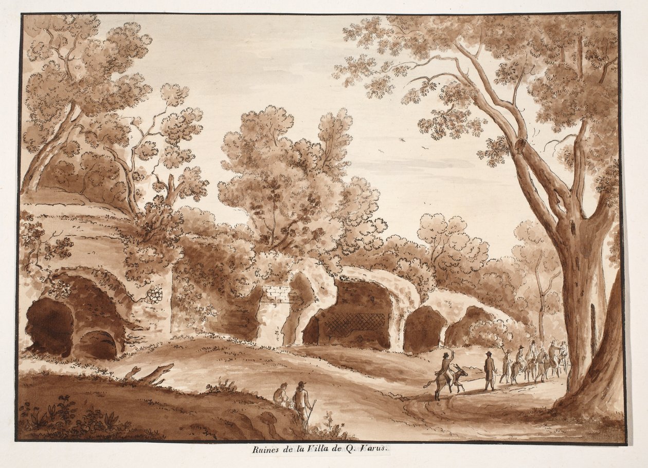 क्विंटिलियस व्रस के विला का खंडहर, 1833 (भूरे रंग के धुएँ के साथ नक़्क़ाशी) द्वारा एगोस्टिनो टोफ़ानेलि