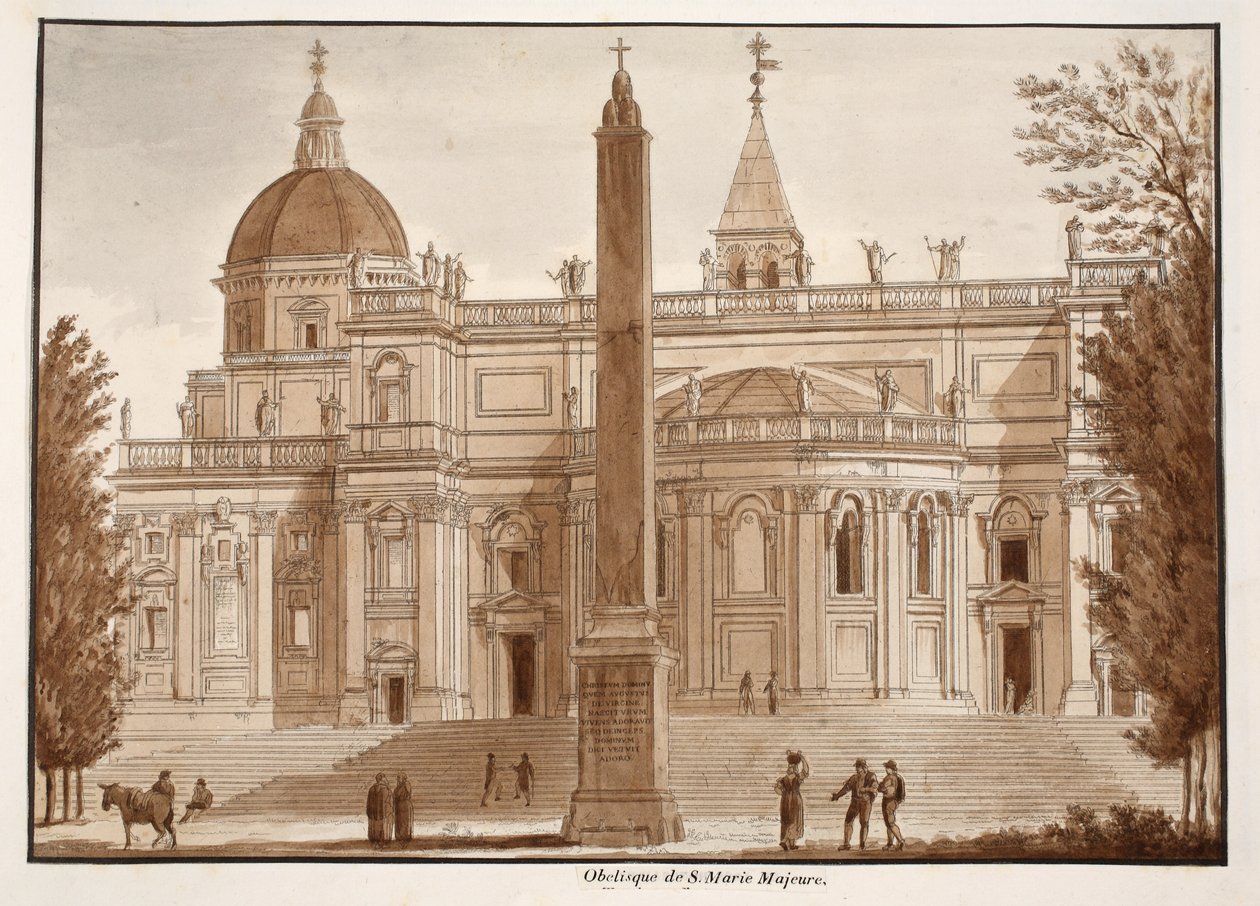 द सांता मारिया मैगिओर ओबेलिस्क, 1833 (ब्राउन वॉश के साथ उकेरना) द्वारा एगोस्टिनो टोफ़ानेलि