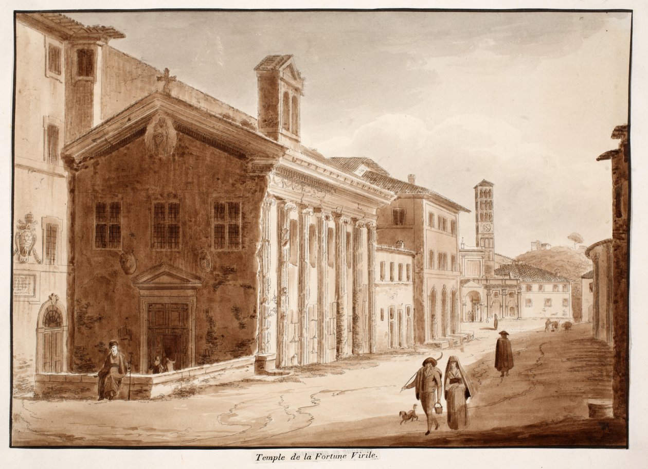 फोर्टुना विरिलिस का मंदिर, 1833 (भूरे रंग के धुएँ के साथ नक्काशी) द्वारा एगोस्टिनो टोफ़ानेलि