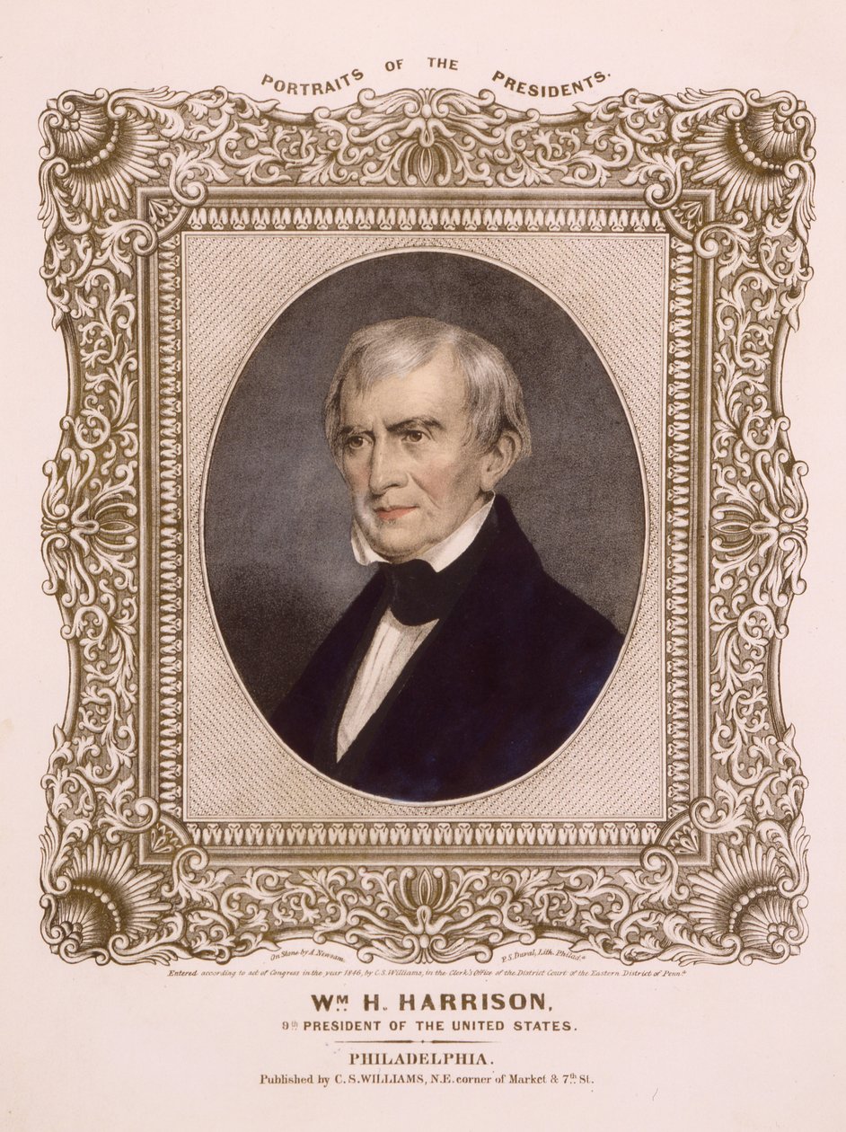 अमेरिकी राष्ट्रपति विलियम हेनरी हैरिसन, 1846 (लिथोग्राफ) द्वारा अल्बर्ट न्यूज़म