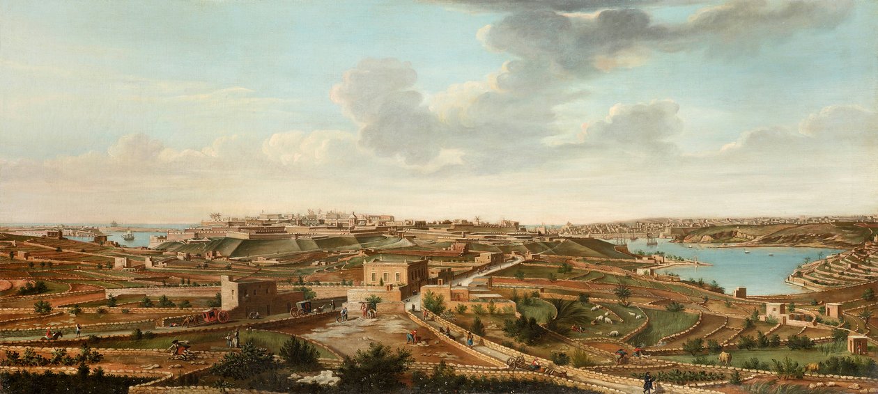 वाल्लेट्टा, माल्टा और इसके वातावरण के सात दृश्यों में से एक, c.1753 द्वारा अल्बर्टो पुलिसिनो