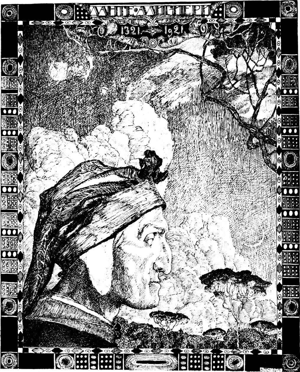 डांटे एलघिएरी, मध्यकालीन इतालवी कवि, 1921। द्वारा हांग्जो जकोवलेविक गोलोविन