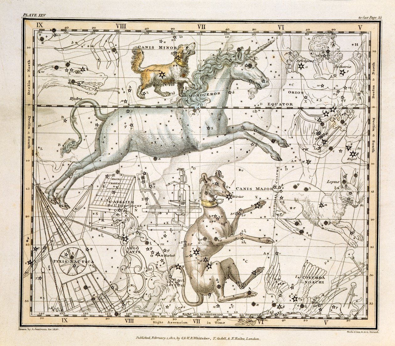 मोनोसिरोस, &39;ए सेलेस्टियल एटलस&39;, पब से। 1822 में द्वारा अलेक्जेंडर जैमीसन