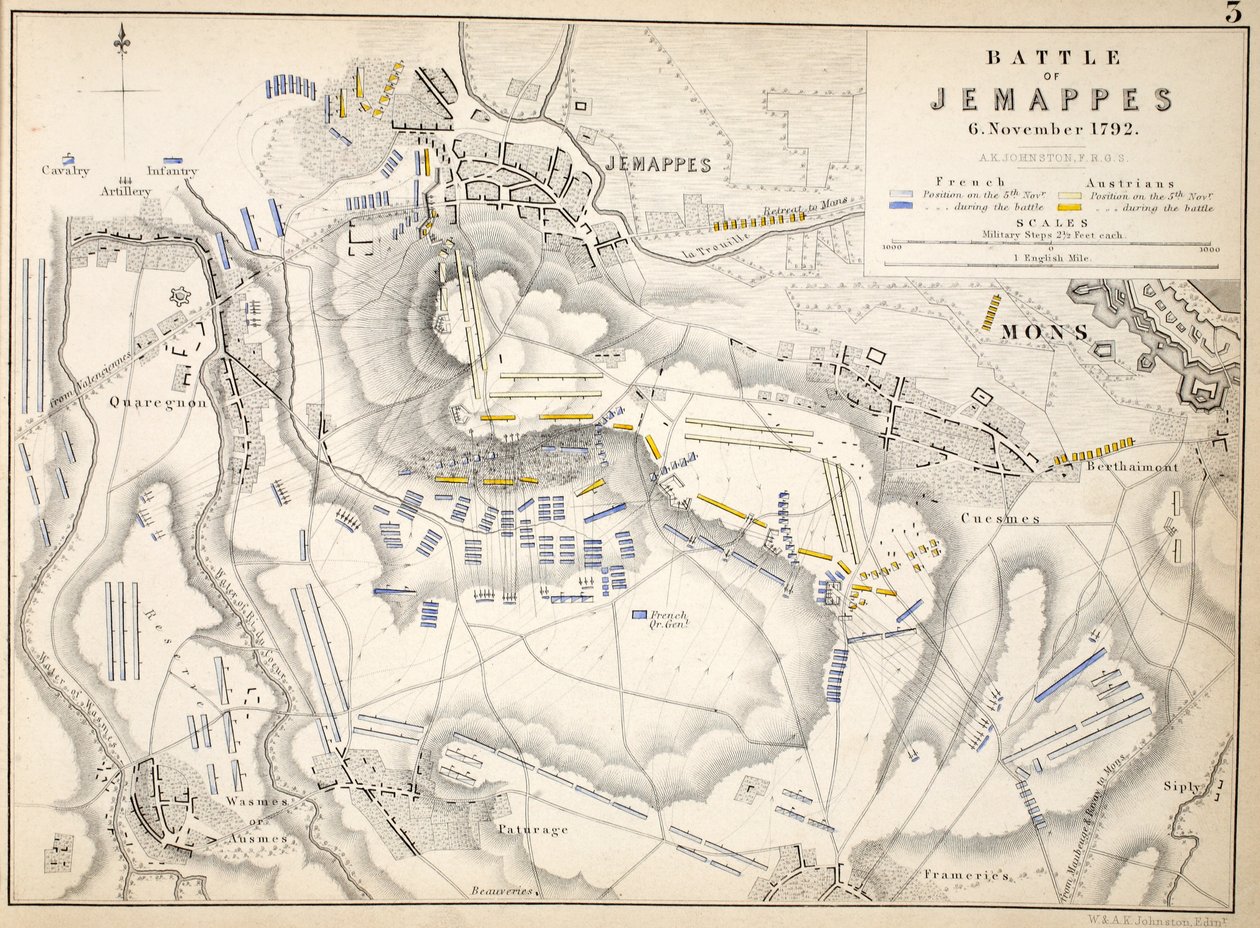 विलियम ब्लैकवुड एंड संस, एडिनबर्ग und लंदन, 1848 (हाथ से रंग उत्कीर्णन) द्वारा प्रकाशित, जेम्प्स की लड़ाई का नक्शा द्वारा अलेक्जेंडर कीथ जॉनसन