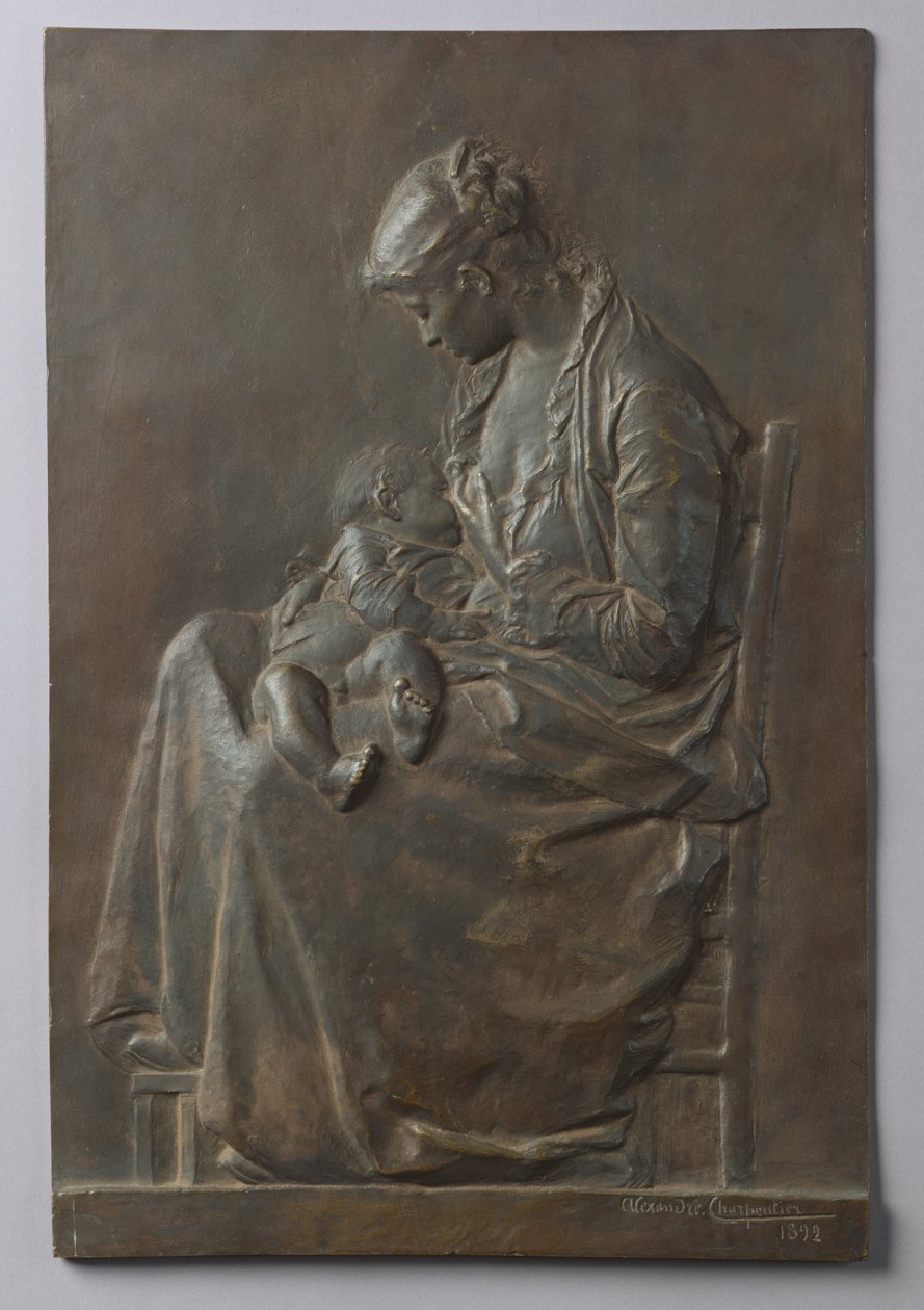 मदर एंड चाइल्ड, 1892 (कांस्य) द्वारा अलेक्जेंड्रे चार्पियर
