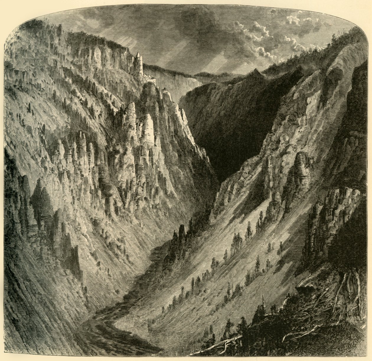 येलोस्टोन का कैनन, 1872। द्वारा अल्फ्रेड हैराली