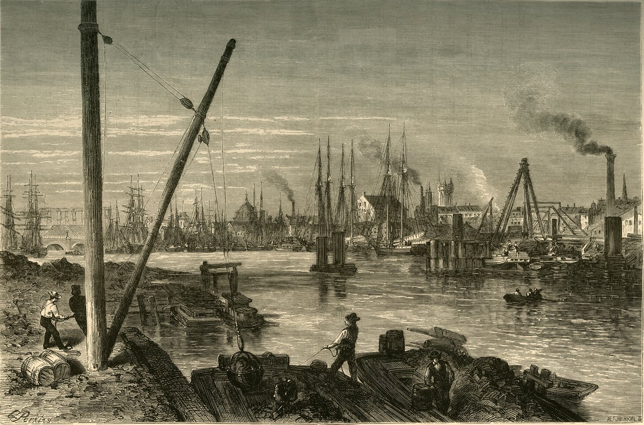 फिलाडेल्फिया, न्यू साउथ-स्ट्रीट-ब्रिज के नीचे से, 1874। द्वारा अल्फ्रेड हैराली