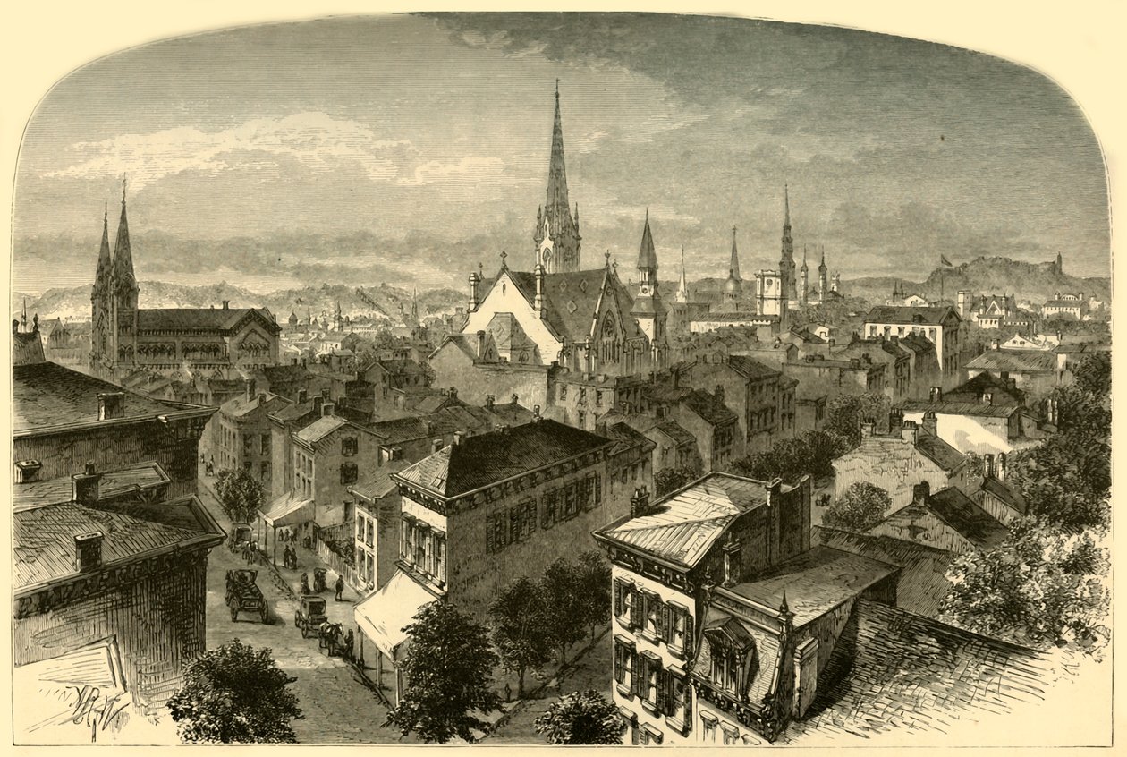 सिनसिनाटी, कार्लिस्ले होटल से दृश्य, 1874। द्वारा अल्फ्रेड वाउड