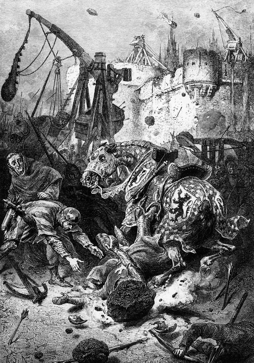25 जून 1218, 1883 को टूलूज़ की घेराबंदी पर द साइमन की मौत द्वारा अल्फोंस मैरी डी न्यूविल