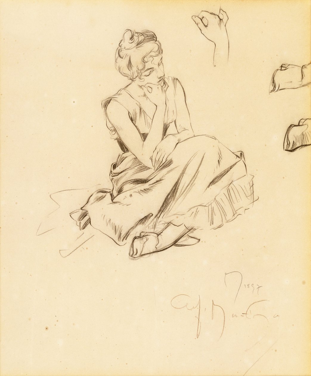 एक बैठा हुआ महिला का अध्ययन, 1897 द्वारा अल्फोंस मुचा