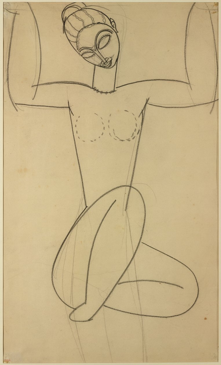 बैठा Caryatid, c.1911 (कागज पर लकड़ी का कोयला) द्वारा एमेडियो मोदिग्लिआनी