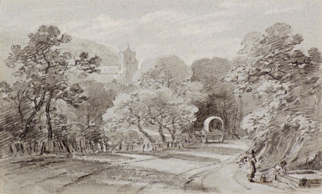 ए कंट्री रोड, हेस्टिंग्स, c.1803 (चॉक) द्वारा अमेलिया लोंग