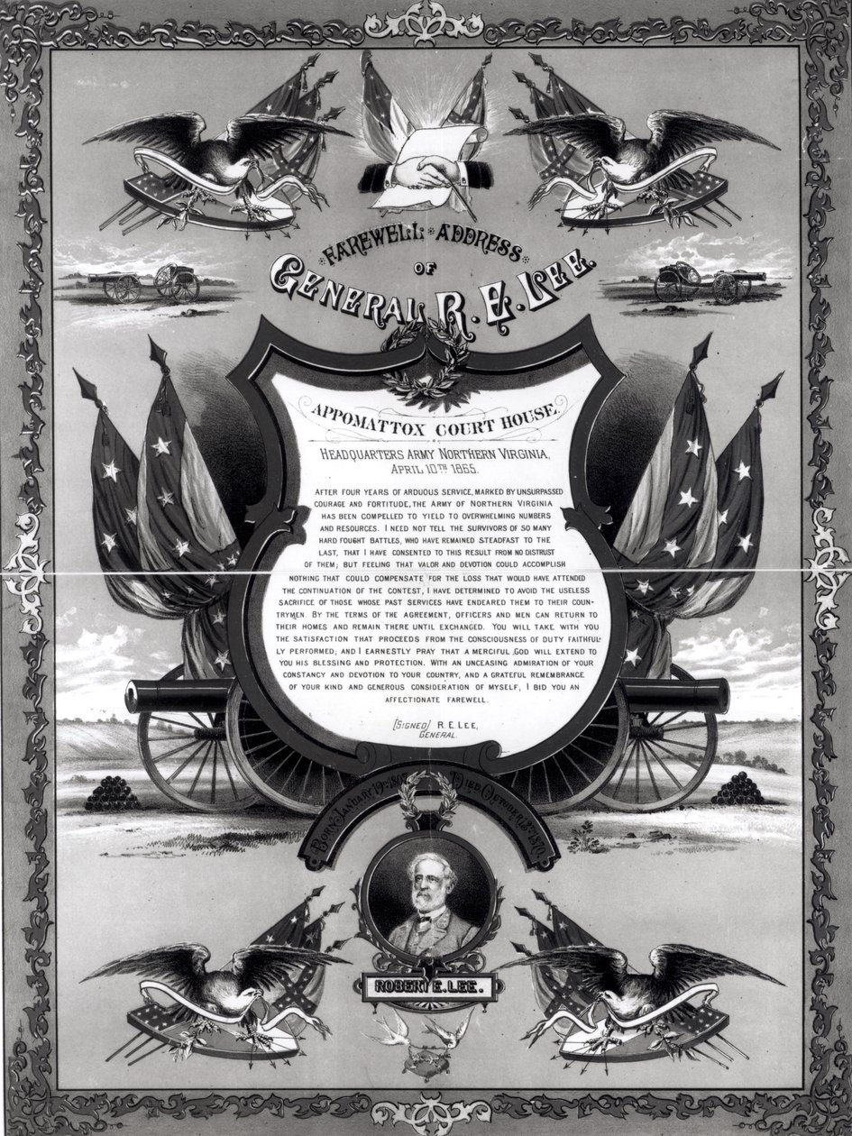 जनरल रॉबर्ट ई। ली का विदाई पता, बर्क और मैकफ्रीज द्वारा प्रकाशित, 1883 द्वारा अमेरिकी स्कूल
