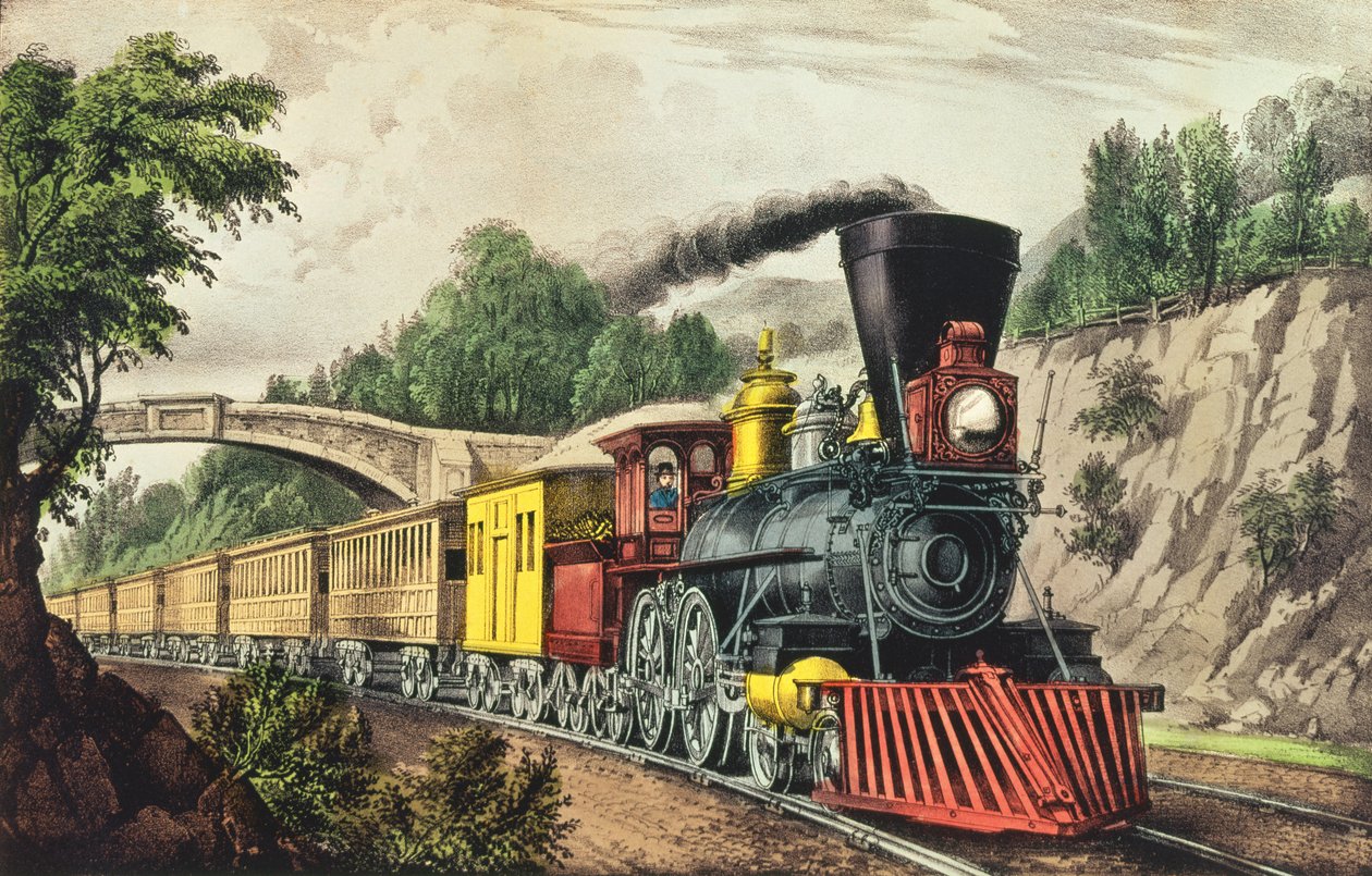 द एक्सप्रेस ट्रेन, नाथनियल करियर (1813-88) और जेम्स मेरिट इवेस (1824-95) द्वारा प्रकाशित द्वारा अमेरिकी स्कूल