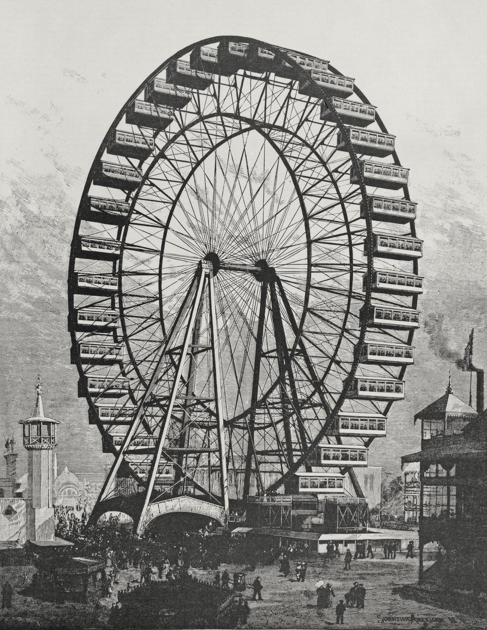 विश्व कोलंबियाई प्रदर्शनी में ग्रेट फेरिस व्हील, 1 जुलाई 1893 द्वारा अमेरिकी स्कूल