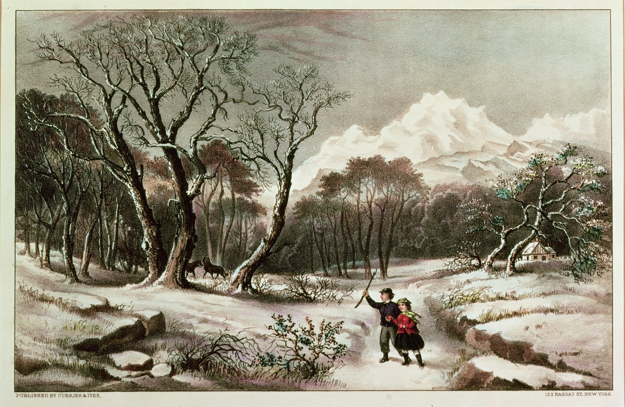 विंटरलैंड्स इन विंटर, नाथनियल क्यूरियर (1813-88) और जेम्स मेरिट इवेस (1924-95) द्वारा प्रकाशित द्वारा अमेरिकी स्कूल