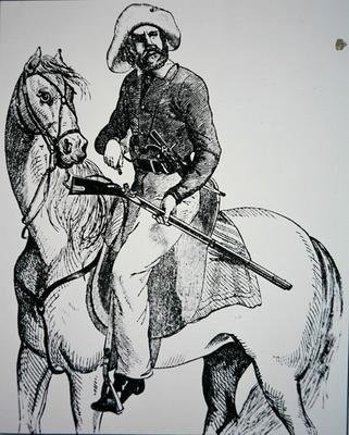 एक टेक्सास रेंजर, c.1845 (उत्कीर्णन) द्वारा अमेरिकी स्कूल