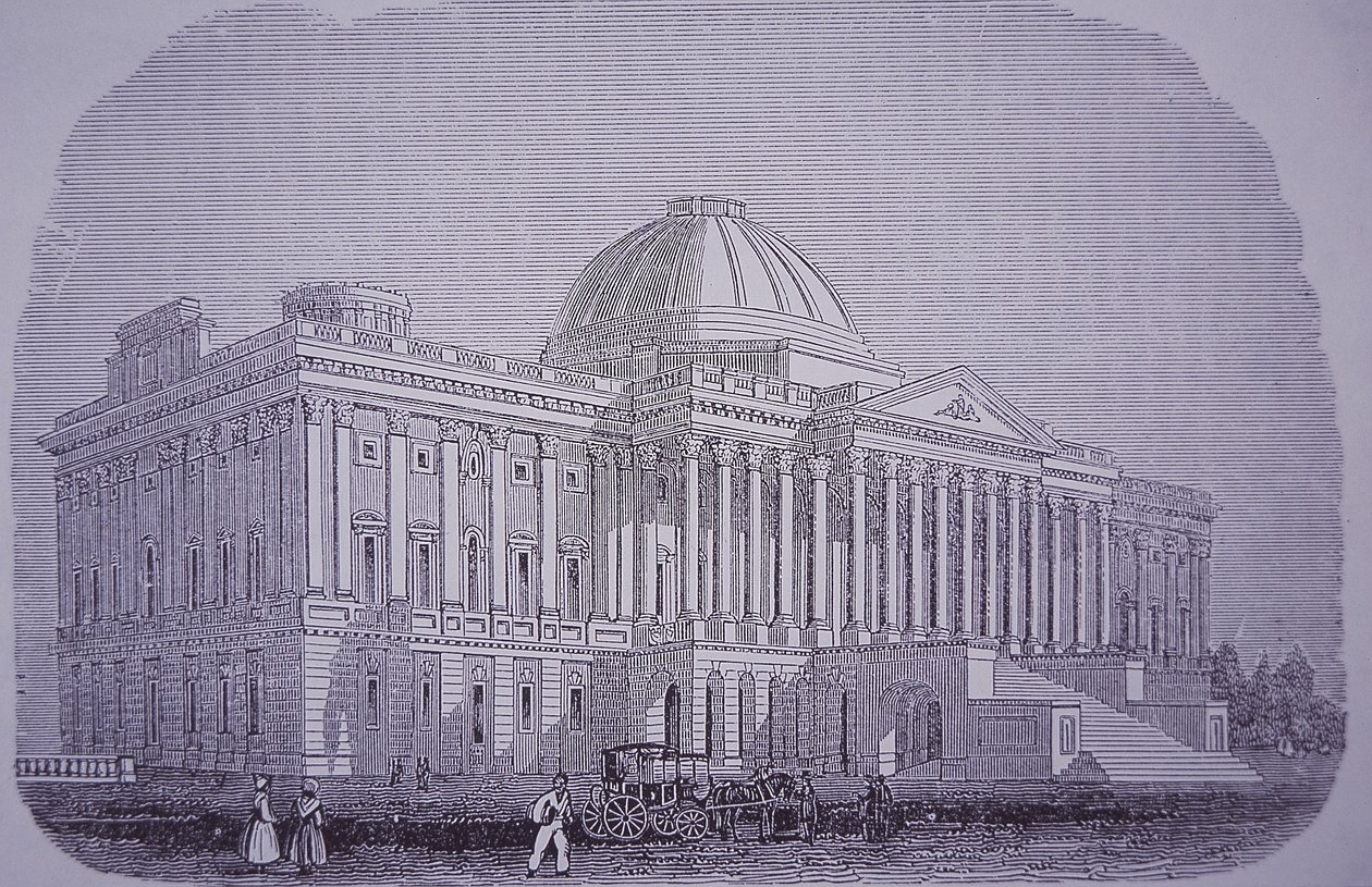कैपिटल बिल्डिंग, वाशिंगटन डीसी, यूएसए, c.1848 (उत्कीर्णन) द्वारा अमेरिकी स्कूल