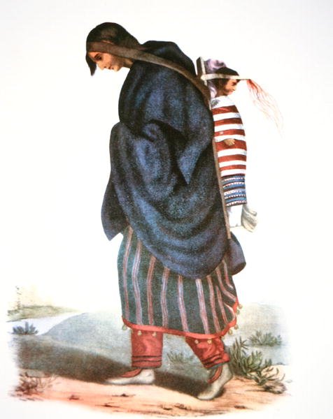 चिप्पेवा मदर एंड बेबी, c.1821 (कलर लिथो) द्वारा अमेरिकी स्कूल
