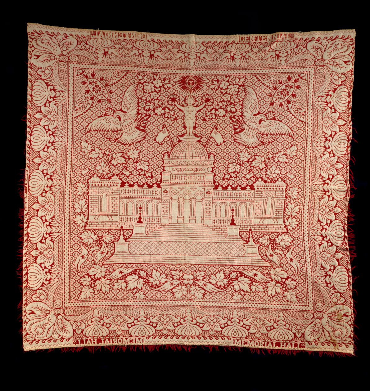 डबल-बुनाई आवरण, c.1876 (कपास और ऊन) द्वारा अमेरिकी स्कूल