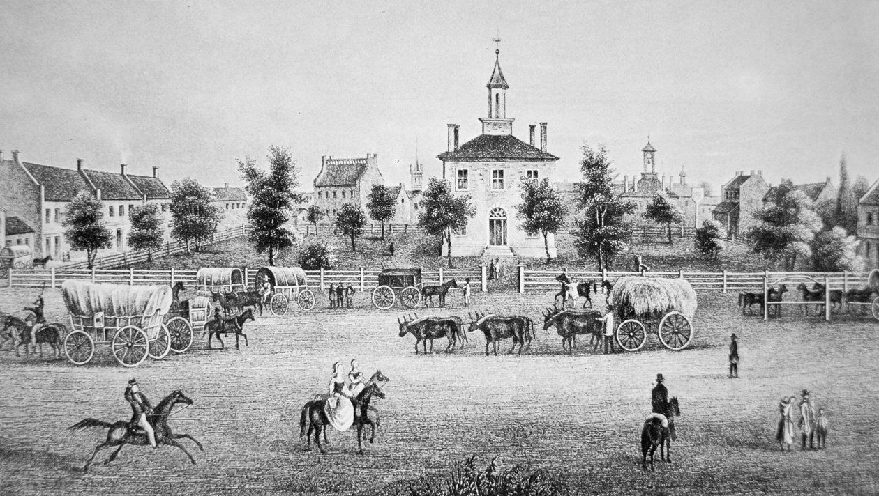 स्वतंत्रता, मिसौरी, c.1850 (उत्कीर्णन) द्वारा अमेरिकी स्कूल
